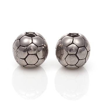 304 Stainless Steel Beads, Football, Antique Silver, 8x7.5mm, Hole: 1.8mm