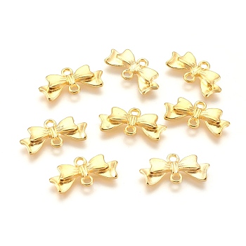 Alloy Links connectors, Lead Free and Cadmium Free, Bowknot, Golden, 20mm long, 10mm wide, 3mm thick, hole: 2mm