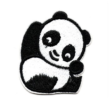Computerized Embroidery Cloth Iron on/Sew on Patches, Costume Accessories, Appliques, Panda, Black & White, 51x44mm