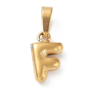 316L Surgical Stainless Steel Charms, Letter Charm, Golden, Letter F, 10x6x2.5mm, Hole: 2.5x4.5mm