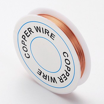 Bare Round Copper Wire, Red Copper Color Copper Wire, Copper Jewelry Craft Wire, Nickel Free, 22 Gauge, 0.6mm, about 5.5m/roll