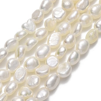 Natural Cultured Freshwater Pearl Beads Strands, Two Sides Polished, Linen, 5~6x4x2.5~3mm, Hole: 0.6mm, about 65~72pcs/strand, 14.57''(37cm)