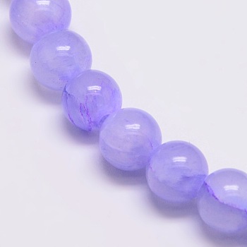 Dyed Natural Green Jade Beads Strands, Round, Lilac, 10mm, Hole: 1.5mm, about 38pcs/strand, 15.74 inch