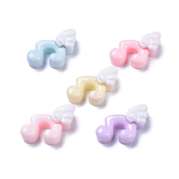 Opaque Cute Resin Decoden Cabochons, Mixed Color, Musical Note with Wing, 10x12.5x5mm