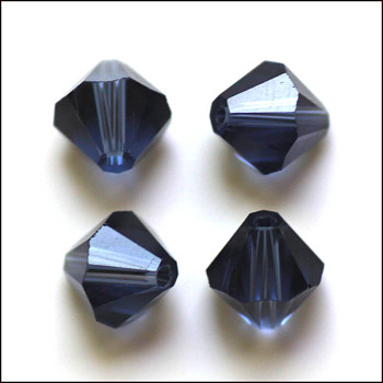 Imitation Austrian Crystal Beads, Grade AAA, Faceted, Bicone, Marine Blue, 4x4mm, Hole: 0.7~0.9mm