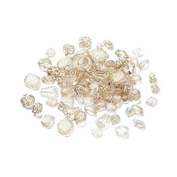 Plating Transparent Acrylic Beads, Golden Metal Enlaced, Mixed Shape, Clear, 8.5~22x7.5~18x3.5~11mm, Hole: 1.2~2mm