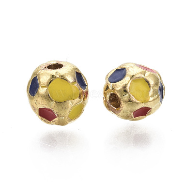 Real 18K Gold Plated Round Brass+Enamel Beads