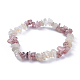 Bracelets extensibles avec pierre de lune blanche naturelle et éclats de quartz de fraise(BJEW-JB04490-05)-1