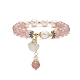 Bracelet extensible quartz naturel fraise & perle(BJEW-JB09224-04)-1