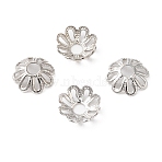 Brass Beads Cap, Long-Lasting Plated, Cadmium Free & Lead Free, Flower, Platinum, 6x2mm, Hole: 1.8mm(KK-B073-04P)