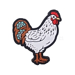 Silicone Focal Beads, DIY Necklaces Making, Rooster, White, 30x25mm(PW-WGF0057-02)