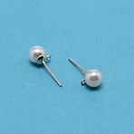 304 Stainless Steel Stud Earring Findings, with Acrylic Imitation Pearl Beads and Loop, Stainless Steel Color, 18x7mm, Hole: 0.8mm, Pin: 0.8mm(X-STAS-WH0029-02B-02)