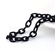 Handmade Nylon Cable Chains Loop, Oval, Black, 12~14x7~10x2mm, about 95cm/strand, 37.4 inch(NWIR-R034-11)