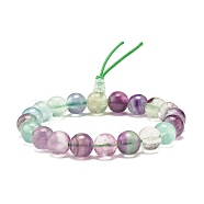 Natural Fluorite Round Beads Stretch Bracelet, Calabash Mala Beads Bracelet for Women, Inner Diameter: 2-1/8 inch(5.4cm)(BJEW-JB07235-02)