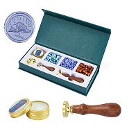 DIY Scrapbook, Brass Wax Seal Stamp, Wood Handle and Wax Sets, Mixed Color, Box: 112x250x35mm(DIY-WH0203-19B-06)