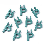 Spray Painted Alloy  2-Loop Link Pendants, Cadmium Free & Lead Free, Letter, Letter.P, 13.5x8x1.5mm, Hole: 2mm(PALLOY-T075-48P-RS)