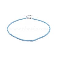Glass Seed Beaded Necklaces, with Brass Crimp Beads and 304 Stainless Steel Lobster Claw Clasps, Deep Sky Blue, 18.3 inch(46.5cm)(NJEW-JN02466-05)