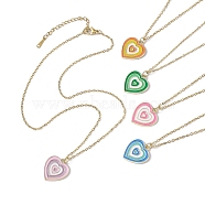 Rack Plating Light Gold Alloy Enamel Pendant Necklace, Heart, Mixed Color, 16.02 inch(40.7cm)(NJEW-JN04583)
