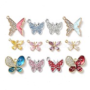 12Pcs 12 Style Butterfly Pendant Kit for DIY Jewelry Making, Including Brass Micro Pave Cubic Zirconia & Alloy Resin Rhinestone & Alloy Enamel Pendants, Platinum & Golden, Mixed Color, 10.5~19x14~19x3mm, Hole: 1.2~2.5mm, 1pc/style(DIY-SZ0006-53)