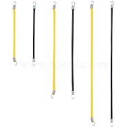6Pcs 3 Size Rubber Cord, with Iron Finding, Binding Cord, Yellow & Black, Mixed Color, 110x3mm(RCOR-GA0001-01)