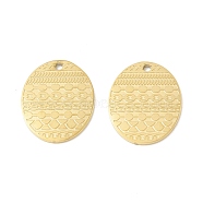 Ion Plating(IP) 304 Stainless Steel Pendants, Oval, Real 24K Gold Plated, 17.5x14x1mm, Hole: 1mm(STAS-C048-07G)