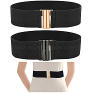 WADORN 2Pcs 2 Colors Polyester Elastic Corset Belts, Waist Belt with Zinc Alloy Clasps for Women Girls, Black, 26-3/4~27-1/2 inch(68~70cm), 1Pc/style(AJEW-WR0002-20B)