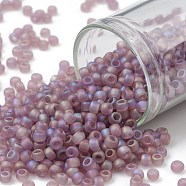TOHO Round Seed Beads, Japanese Seed Beads, (166F) Transparent AB Frost Light Amethyst, 8/0, 3mm, Hole: 1mm, about 1110pcs/50g(SEED-XTR08-0166F)