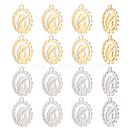 16Pcs 2 Colors Titanium Steel Pendants, Oval with Virgin Mary, Golden & Stainless Steel Color, 17.5x13.5x0.8mm, Hole: 1.5mm, 8pcs/color(FIND-HY0001-10)