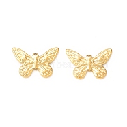 304 Stainless Steel Pendants, Butterfly Charms, Real 18K Gold Plated, 10.5x15x1.5mm, Hole: 0.7mm(STAS-A075-30G)