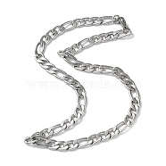 201 Stainless Steel Figaro Chains Necklaces for Men Women, Stainless Steel Color, 21.65 inch(55cm)(NJEW-G112-06B-P)