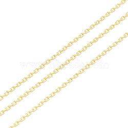 Brass Cable Chains, Long-Lasting Plated, with Spool, Cadmium Free & Lead Free, Soldered, Real 18K Gold Plated, 2x1.3x0.3mm, about 32.8 Feet(10m)/roll(CHC-D030-14G-RS)
