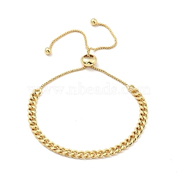 Brass Cable Chains Slider Bracelet for Women, Cadmium Free & Nickel Free & Lead Free, Real 18K Gold Plated, Inner Diameter: 1-1/2~3-3/8 inch(3.8~8.5cm)(BJEW-G643-01G)
