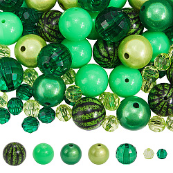 78Pcs Acrylic Beads, Round, Mixed Styles, Mixed Color, 10~20x9.5~20mm, hole: 1.8~3mm(MACR-SP0001-76)