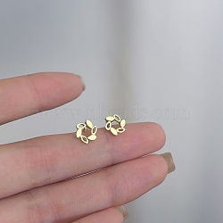 Alloy Earrings for Women, with 925 Sterling Silver Pin, Leaf, 10mm(FS-WG98937-59)