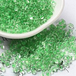Glass Seed Beads, Peanut, Pale Green, 3.5~4x2~2.5x2~2.3mm, Hole: 0.8mm(SEED-K009-08B-07)