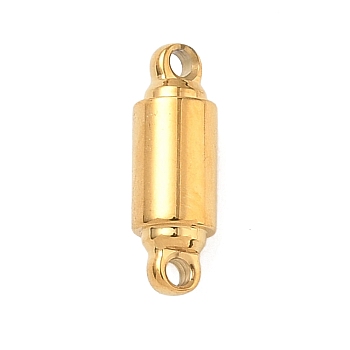 304 Stainless Steel Magnetic Clasps, with Loops, Column, Golden, 12x4mm, Hole: 1.2mm
