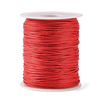 Eco-Friendly Waxed Cotton Thread Cords, Macrame Beading Cords, for Bracelet Necklace Jewelry Making, Red, 1mm, about 100yards/roll