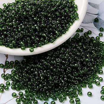 MIYUKI Round Rocailles Beads, Japanese Seed Beads, 8/0, (RR158) Transparent Olive, 8/0, 3mm, Hole: 1mm, about 422~455pcs/10g