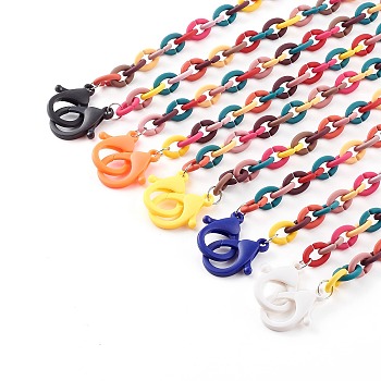 Personalized Rubberized Style Acrylic Cable Chain Necklaces, Eyeglass Chains, Handbag Chains, with Plastic Lobster Claw Clasps, Mixed Color, 19.8 inch(50.3cm)