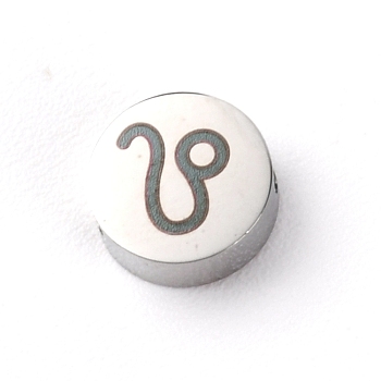 304 Stainless Steel Beads, Twelve Constellations, Stainless Steel Color, Leo, 8x3mm, Hole: 2mm