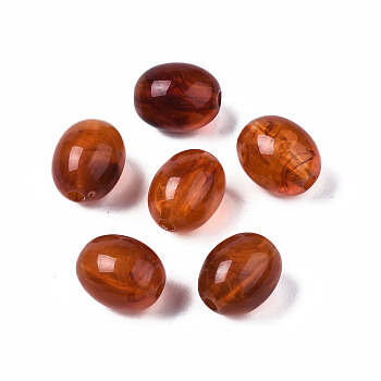 Acrylic Beads, Imitation Gemstone Style, Barrel, Chocolate, 13x10mm, Hole: 2mm