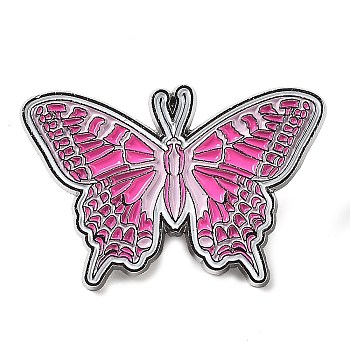 Pink Series Enamel Pin, Platinum Zinc Alloy Brooch for Women, Butterfly, 24x35.5x1.5mm
