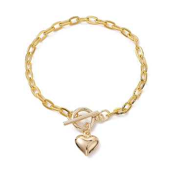 Alloy Heart Charm Bracelet with Cable Chains, Golden, 7-7/8 inch(20cm)