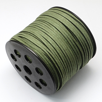 Faux Suede Cord, Faux Suede Lace, Dark Olive Green, 2.7x1.4mm, about 98.42 yards(90m)/roll