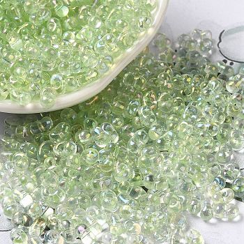 Glass Seed Beads, Peanut, Pale Green, 5.5~6x3~3.5x3mm, Hole: 1~1.2mm, about 4000pcs/pound