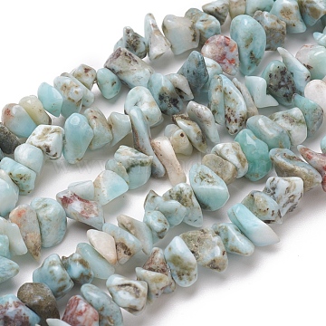 Natura Larimar Beads Strands, Chips, 5~8x5~8mm, Hole: 0.6mm, 15.75 inch(40 cm)(G-D0007-01)