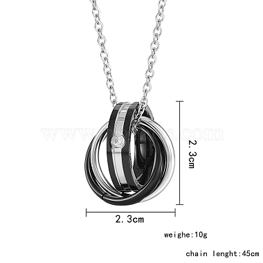 Men's 3 Circles Interlocking Pendant Necklace(JN1012B)-2