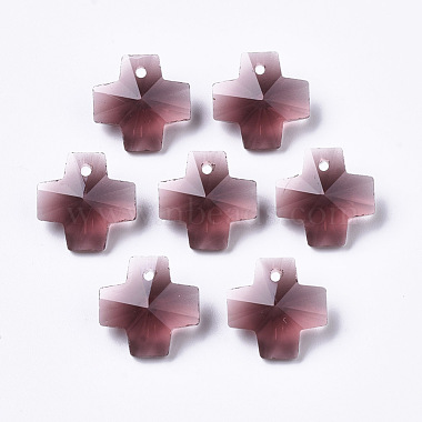 Old Rose Cross Glass Charms