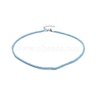 DeepSkyBlue Seed Beads Necklaces