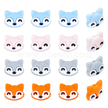 Mixed Color Fox Silicone Beads